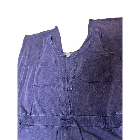 Natural Reflections Women's L Wide Leg Cropped Jersey Knit Blue Jumpsuit Romper - Picture 9 of 9